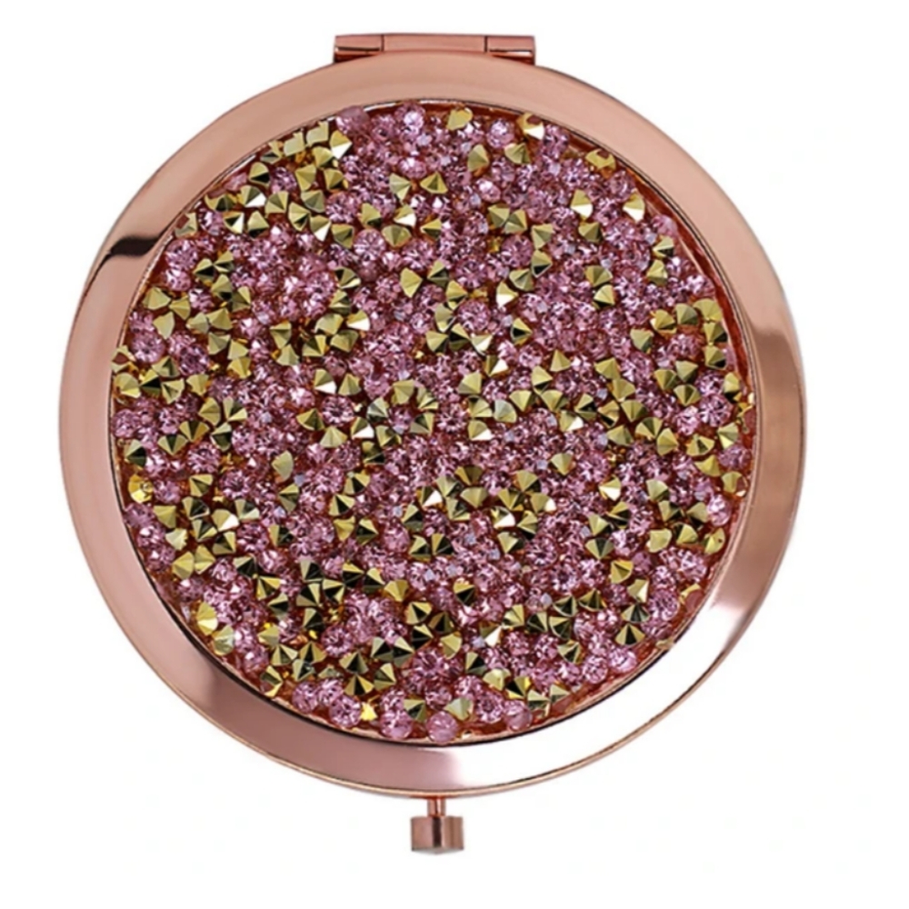 Sparkling Rose Gold Compact Makeup Mirror